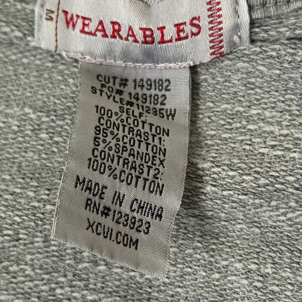 WEARABLES Gray Zip Hoodie Jacket Raw Hem Cotton Sweatshirt Size M - Picture 2 of 7